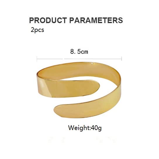 Pingyongchang 2 Pcs Cuff Bangle Bracelet for Women Open Wide Wire Bracelets Set Gold Wrist Cuff Wrap Bracelet Adjustable Classic Bohemia Birthday Gift - color: F