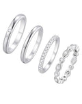 KSF 2Pcs / 3Pcs / 4Pcs Stackable Rings for Women, Gold and Silver Plated Stack Ring Set for Everyday Wear, Gift for Her - color: Silver-4pcs