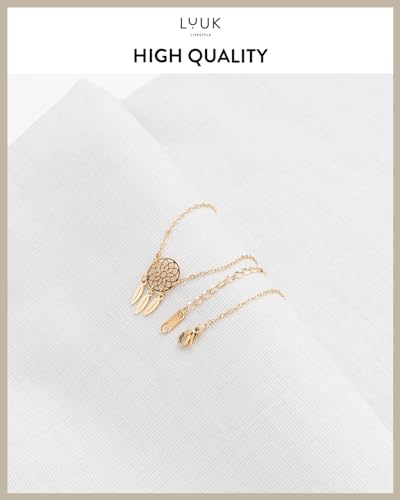 LUUK LIFESTYLE Minimalist necklace with rainbow pendant, HAPPINESS slogan card, symbol of diversity, waterproof stainless steel, gift for women, trendy, chic, silver - color: Gold, size: Dreamcatcher
