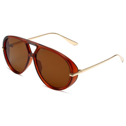 Trendy Oversized Pilot Sunglasses Women For Men Round Sun Glasses Vintage Big Frame Shield Shades Men Punk Sunglasses - color: C5
