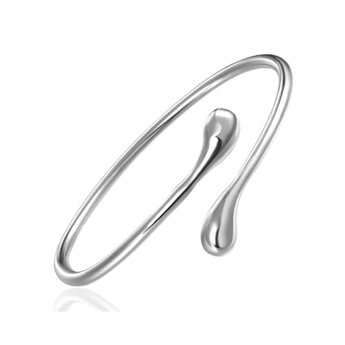 925 Sterling Silver Bracelets Open Adjustable Bangle Bracelet Teardrop Water Drop Cuff Bangles for Women - color: Pattern 2