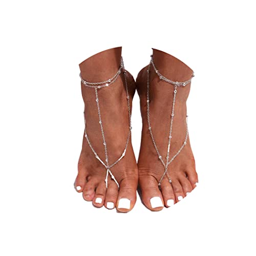 Beach Bead Barefoot Sandals Wedding Foot Chain Jewelry Anklets for Women 1 Pairs