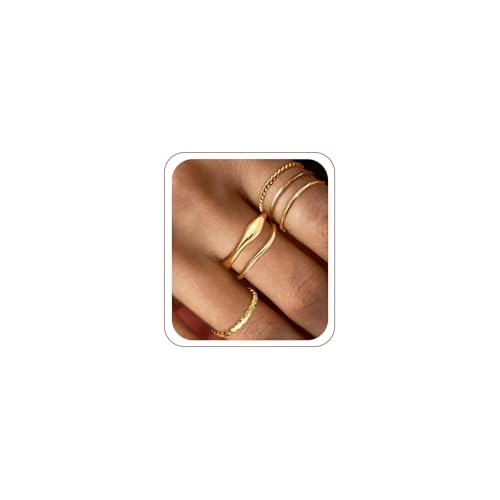 Gold Rings for Women Dainty Stacking Ring Set 18K Gold Plated Thumb Rings Non Tarnish Chunky Thin Gold Jewelry
