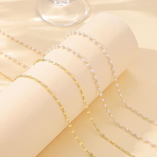 Risamil Waist Chain for Women, Dainty Gold Plated Belly Chain for The Waist Adjustable Waterproof Sexy Bikini Satellite Beads Sparkle Chain Simple Body Chain Summer Jewelry Gifts for Women - style: Pearl2