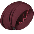 100% Mulberry Silk Bonnet for Sleeping Women Men, Real Silk Lined Bonnets for Curly Hair, Braid Sleep Cap Black Womens - color: Wine Red