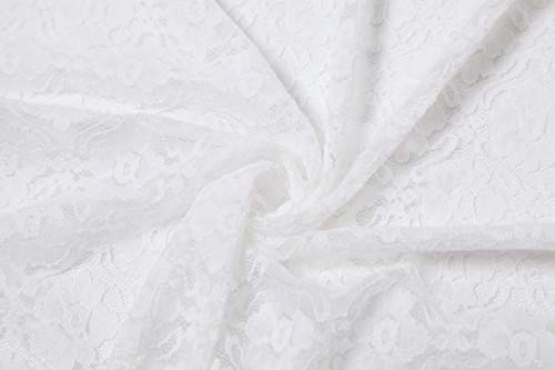 Cindy & Wendy Floral Embroidered Lace Triangle Scarf for Women - color: White-8xh