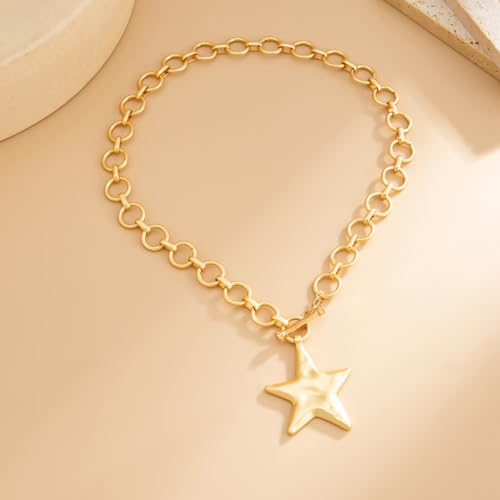 Chunky Necklace for Women Big Star Necklaces for Women Trendy Large Statement Necklace Thick Chain Bold Chunky Jewelry Star Accessories Boho - style: 2 - G