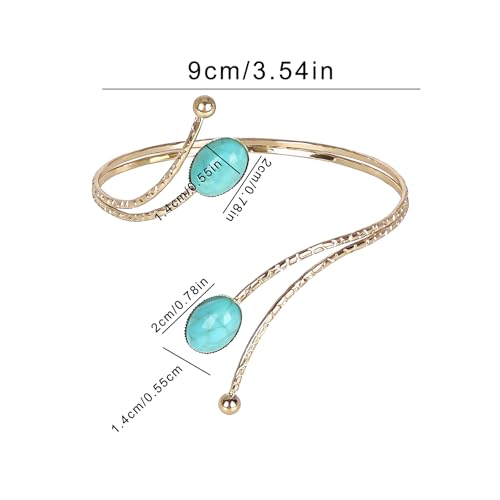 Upper Arm Cuff for Women, Simple Sexy Harness Armlet Bracelet with Crystal Adjustable Upper Arm Chain Bangle Arm Band for Women - color: Gold Blue