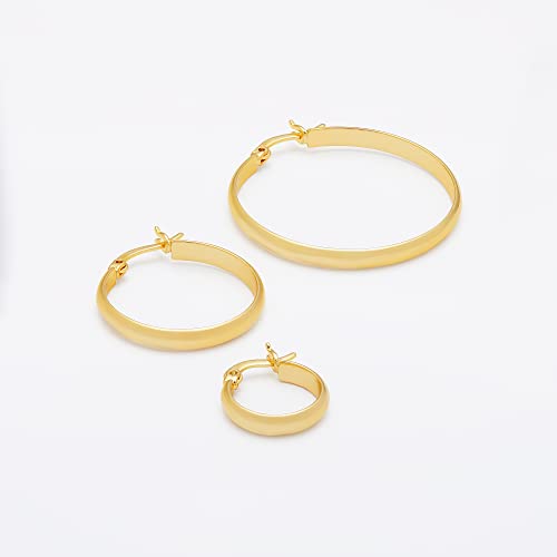 Amazon Essentials 14K Gold or Sterling Silver Plated Polished Dome Hoop - color: Yellow Gold, size: 25 mm