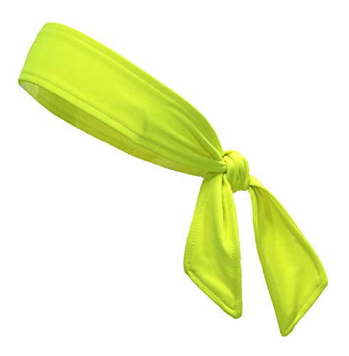Headbands Tie on Headband for Women Men Running Athletic Hair Head Band Elastic Sports Sweat Basketball Sweatband Stetchy Yoga Workout Sweatbands Adjustable Non-Slip Moisture Wicking - color: Neon Yellow
