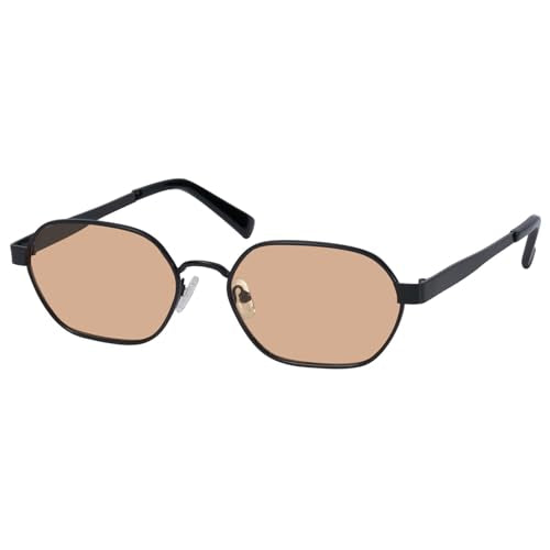 mosanana Trendy Retro Hexagon Sunglasses for Women Metal MS52593 - color: C4 Black/Brown