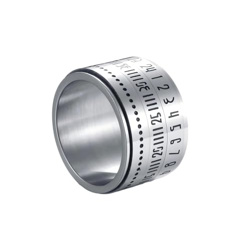 Stainless Steel Rings for Men Women, Vintage Chunky Silver Spinner Ring Band for Meditation, Relaxation& Stress Relief, Retro Wide Wrap Thumb Finger Midi Rings, Statement Cool Punk Band Ring Jewelry - color: R08Color6