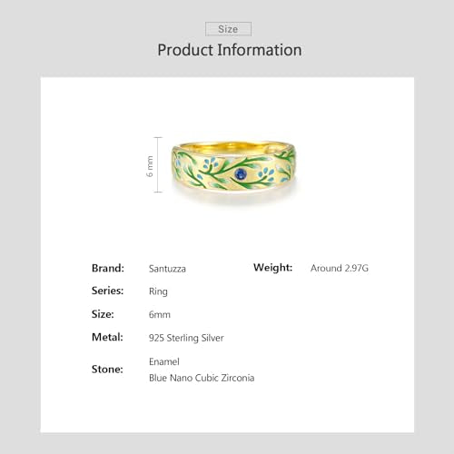 Santuzza 925 Sterling Silver Enamel Flower Pattern Ring for Women - color: Flower Bud Branches