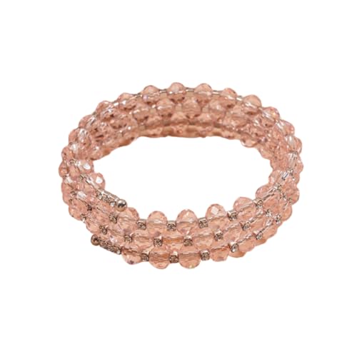 Caiyao Bohemia Multilayer Glass Beaded Charm Bracelets Handmade Resin Beads Stackable Wrap Bracelet Layered Open Cuff Bnagles for Women Holiday Vacation Boho Jewelry Gifts - color: Pink