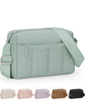 Pritent Crossbody Bags for Women, Lightweight Puffer Travel Cross Body Purse, Mini Shoulder Handbag Used for Daily Gym Hiking - color: Tender Green