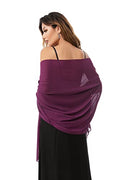 Shawls and Wraps for Evening Dresses Sheer Chiffon Women Elegant Soft Silky Sparkly Wedding Bridal Scarf - color: Plum B