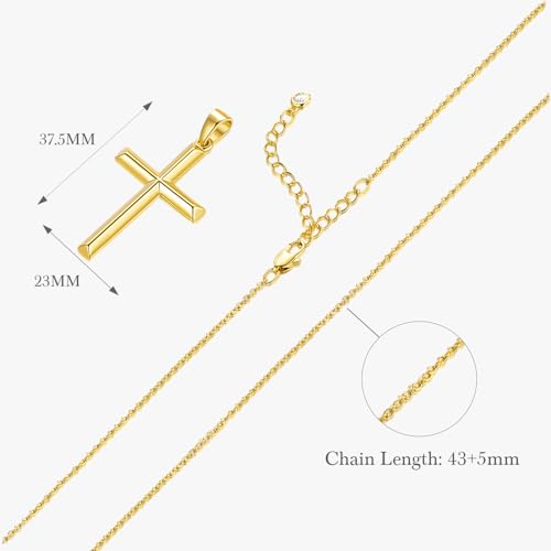 Cross Necklace for Women Gold Cross Necklaces for Women 14K Gold Cross Necklace for Womens Blend Beauty With Sentiment Dainty Gold Crosses Chain Pendant Necklaces for Womens 20/25mm - size: 37MM