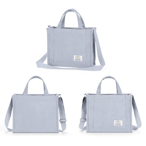 WantGor Tote Bag for Women, Corduroy Crossbody Bags Shoulder Handbag Small Satchel Hobo Bag Purse - color: Blue
