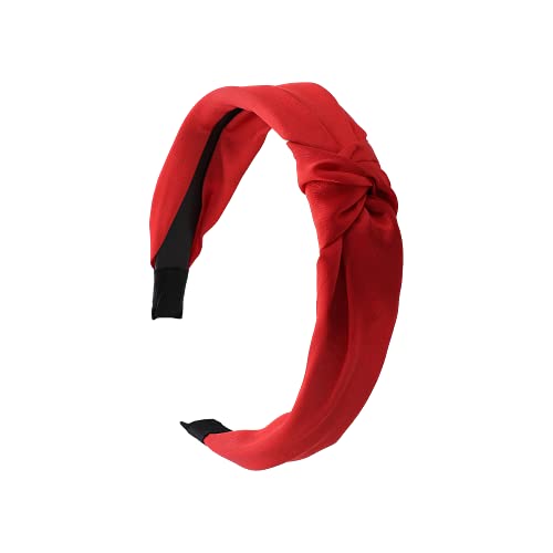 Motique Accessories Red Satin Knot Headband for Women - color: Red