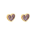 Cute Glitter Heart Love Small Stud Earrings for Women Dainty Gold-tone Colorful Hearted Shaped Studs Hypoallergenic Ears Fashion Jewelry Birthday for Her