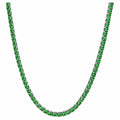 Savlano 18K Gold Plated Cubic Zirconia Round 4.5MM Classic Tennis 18 Inches Chain Necklace For Women & Men Comes With a Gift Box - color: White Gold-Green CZ