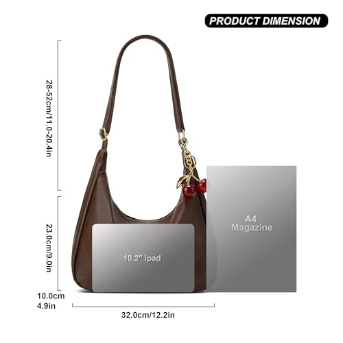 Hobo Bags for Women Leather,Foldable Slouchy Shoulder Purse Crossbody Handbag,Soft Vegan Brown Tote Casual Everyday Handbags - color: Wy22-a