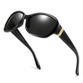 LVIOE Trendy Sunglasses for Women, Polarized Chic Wrap Around Sun Glasses UV400 Protection - color: A2 Black Frame/Grey