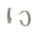 1928 Jewelry Tiny Etched Floral Hoop Earrings - color: Silver
