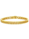 ChainsHouse Stainless Steel Cuban Link Bracelet, 8mm/12mm/17mm Width, 7.5"/8.3"/9", 18K Gold Plated Chain Wrist Bracelets for Men Women, Send Gift Box - color: M: Gold-6mm width