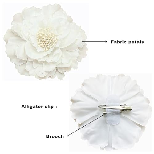 ALIMITOPIA Flower Hair Clip Fabric Artificial Peony Flower Hairpin Barrette Brooch Headdress Bobby Pins Headwear Hair Accessories for wedding Party supplies(Peony Style;4.3 inches;6pcs)