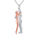 FLYOW S925 Sterling Silver Best Friend Couple Pendant Friendship Sun Moon Lotus Yin Yang Matching Bff Necklace for Women Jewelry - style: Hug Cut Facet-rose gold