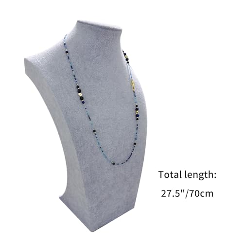 Damanse Beaded Glasses Chain,Eyeglass & Sunglass Strap For Women Stylish - color: Blue Tiger's Eye Design