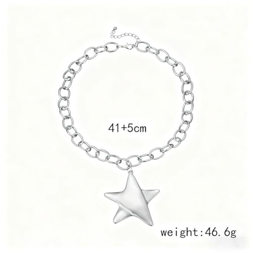 Chunky Necklace for Women Big Star Necklaces for Women Trendy Large Statement Necklace Thick Chain Bold Chunky Jewelry Star Accessories Boho - style: 1 - S