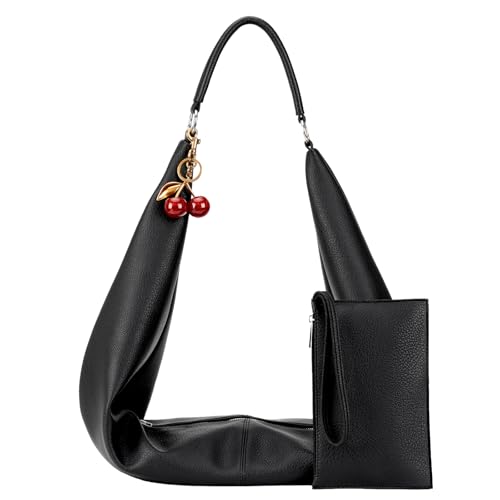 Slouchy Hobo Bags for Women Soft Vegan Leather Sling Bag Designer Shoulder Purses Top Handle Handbag with Small Purse
