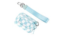 Wristlet Wallet for Women Mini Zip Card Case with Clear ID Window Zipper Coin Purse Lightweight Portable Keychain Wallet - color: Blue Lattice