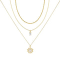ORAZIO Gold Necklaces for Women,Layered Gold Necklace,14K Gold Plated Pendant Necklaces,Simple Choker Necklaces Set, Dainty Gold Chain Necklaces,Trendy Gold Stacked Jewelry Gifts for Women - color: 3Pcs/Wave & Box & CZ