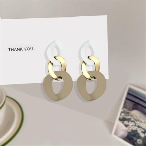 Charm Elegant Hollow Color Chain Acrylic Geometric Temperament Dangle Drop Earrings Bohemian Minimalist Hypoallergenic Jewelry Gift - color: White Gold Brown