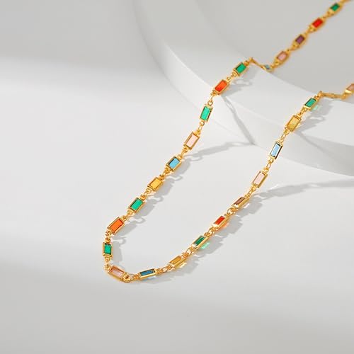 Beaded Choker Necklaces for Women 18k Gold Plated Dainty Gold Choker Necklaces for Women - style: square cz choker 2