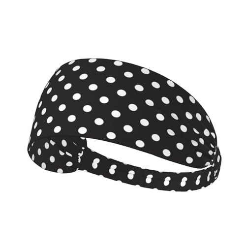 Black and white Polka Dot Headband - Elastic Fashion Hair Band for Sports, Yoga, Daily Wear - color: 12