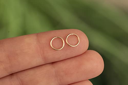 Gold Hoop Earrings Silver Hoop Earrings - Hoop Earrings For Women Two Pcs Of Thin Gold Filled Sterling Silver Hoops, Helix Hoop, Tragus Ring, Cartilage Hoop - color: Gold, style: 5mm 22 gauge / 1 pair