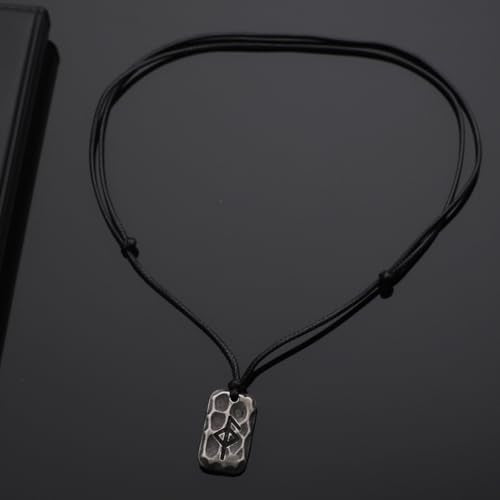 Ankiyabe Stainless Steel Norse Viking Rune Pendant with Adjustable Braided Rope Good Luck/Love/Strenght/Health Viking Symbol Necklace for Men Women - color: HEALTH