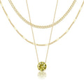 WomenGifts Layered Gold Necklaces for Women, 14K Gold Sterling Silver Plated Dainty Pendant Necklace Set Non Tarnish, Chunky Stackable Cuban Chain Choker, Trendy Birthstone Vacation Jewelry Gift - color: Gold, style: Cubic Zirconia-Created Peridot-Aug