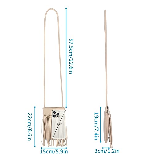 Hoce Women’s Leather Fringe Messenger Bag Large Hobo Crossbody Tassel Shoulder Bags, Gift for Mom Wife Girlfriend - color: 07785apricot