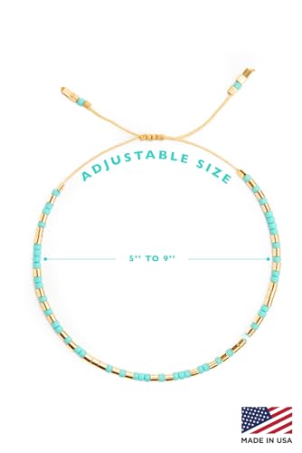 NAZ COLLECTION – Dainty Seed Bead Bracelet, Handmade Multicolor Bohemian Stackable Beaded Bracelets, Colorful Beach Surfer Boho Bracelets, Adjustable Charm String, Summer Jewelry for Women, ADULT Bracelets - color: Turquoise