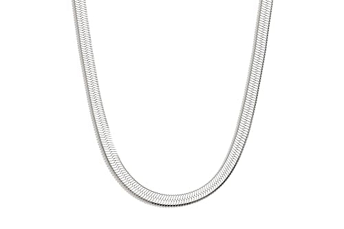 WomenGifts 14K Gold Silver Plated Herringbone Necklace for Women, Dainty Snake Chain Choker, Trendy Simple Long Layered Jewelry Non Tarnish, 3/4/5/8mm,14,16,18,20,22,24,26 Inch Thin & Chunky Options - color: Silver, style: 4mm-16inch