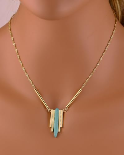 INENIMARTJ Gold Turquoise Necklace for Women Boho Turquoise Pendant Necklace Gold Chain Turquoises Necklaces Trendy Western Turquoises Jewelry for Womens - style: Turquoises D