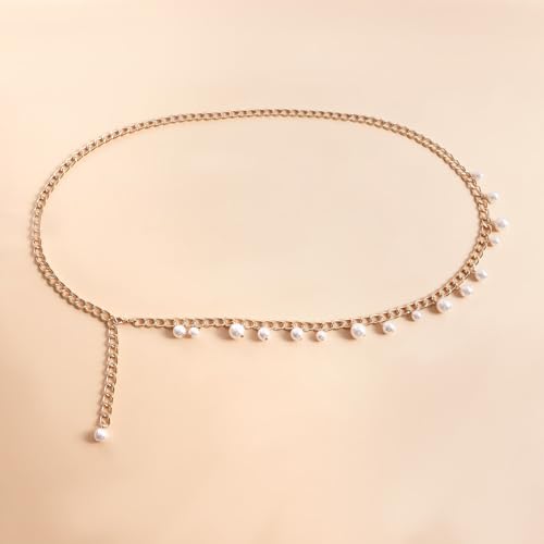 Bohemian Fake Pearl Bikini Body Chain for Women Adjustable Waterproof Belly Waist Jewelry Layered Cubic Zirconia Swimsuits Beach Chains Summer Festival Mermaid Party Accessories - style: style-H