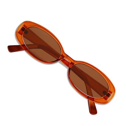 VANLINKER Polarized Retro Oval Sunglasses for Women and Men Small 90s Style VL9580 - color: C3 Brown Tinted Frame/Lens