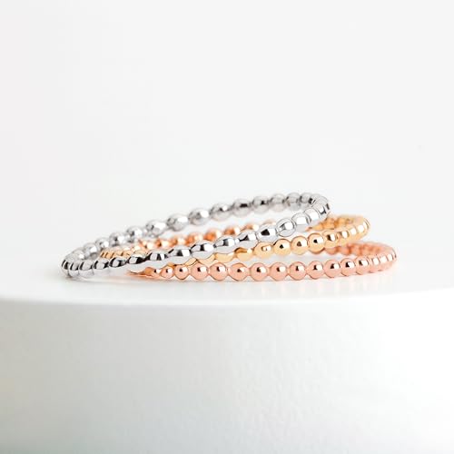 Melanie Golden Jewelry Dot Stacking Ring | Silver, Gold, or Rose Gold | Dotted Beaded Stackable Ring Band | Skinny Thin Bands Midi Ring Thumb Ring | USA Sizes 2-12 - color: 14K Gold Fill
