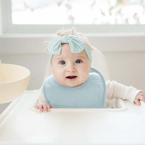Konssy Muslin Baby Bibs 8 Pack Baby Bandana Drool Bibs Cotton for Unisex Boys and Girls, Soft Absorbent Set for Teething and Drooling - color: Ocean